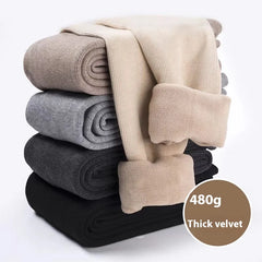 Maternity Vertical Stripe Cotton Pantyhose - Autumn & Winter Warm Padded Tights