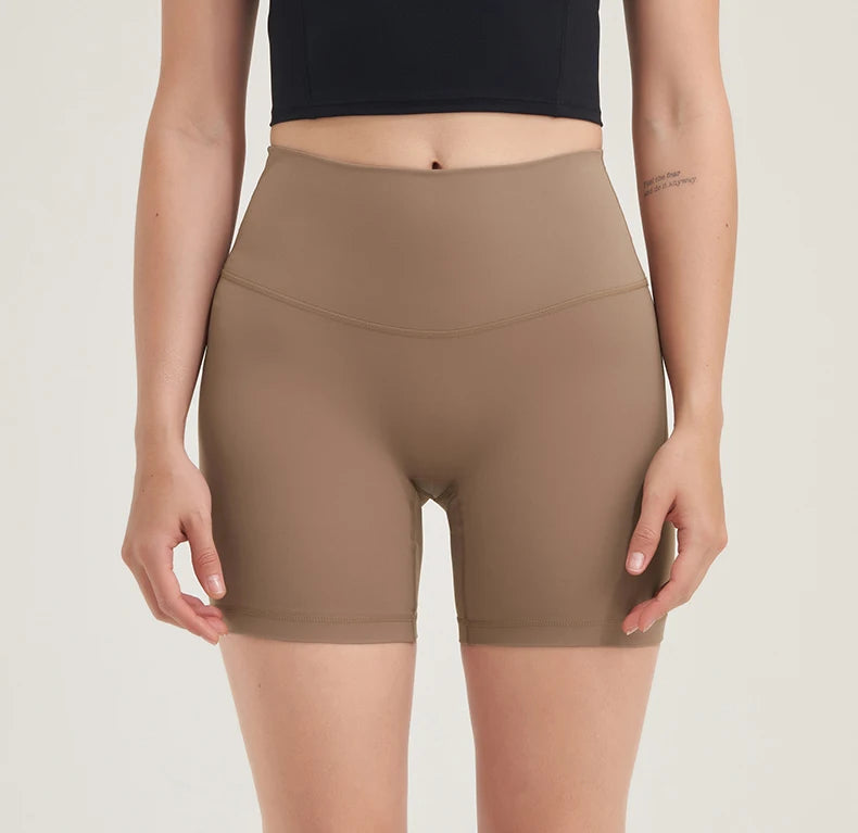 SOISOU Nylon Women's Shorts Gym Yoga Shorts Leggings High Waist Elastic Tight Breathable No Awkward Lines Women's Cycling Shorts