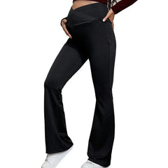 Maternity Ice Silk Wide-Leg Pants - Summer Loose Pleated Maternity Wear