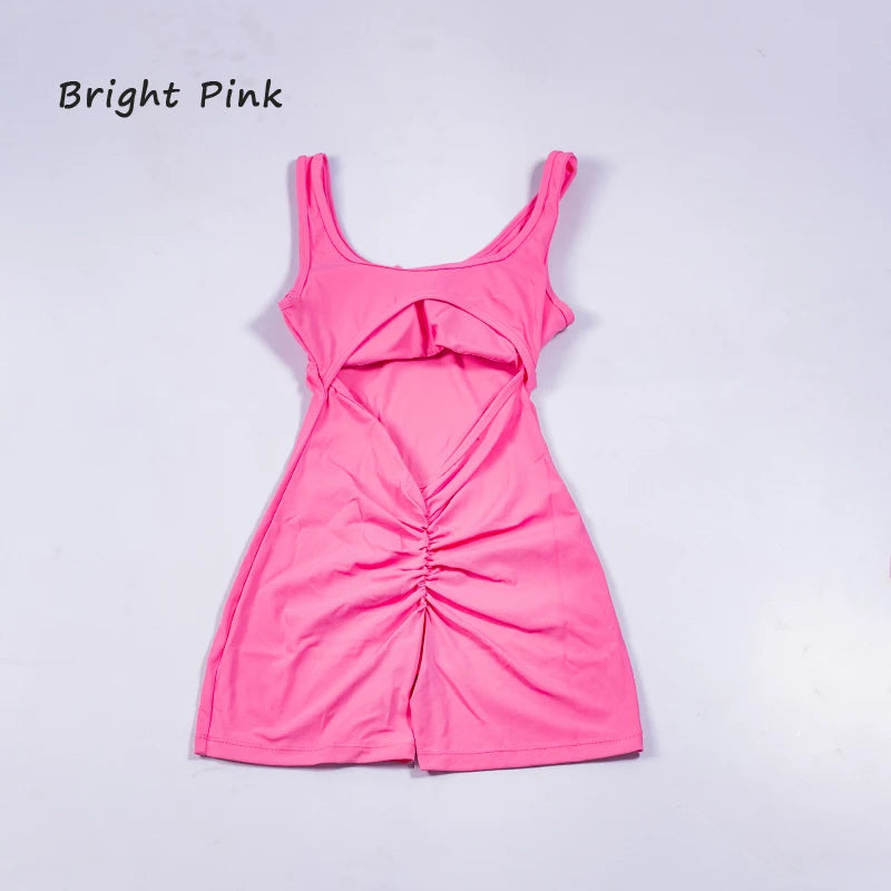 QINACTIVE sports jumpsuit quick drying integrated V-shaped back running fitness suit tight fitting beautiful back yoga suit