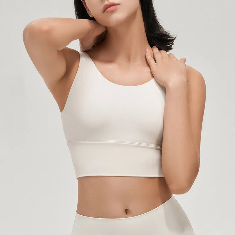 SOISOU Lycra Top Women Yoga Sports Bra Gym Fitness Crop Top Bras For Women Underwear Deep V Beautiful Back Chest Pad Removable