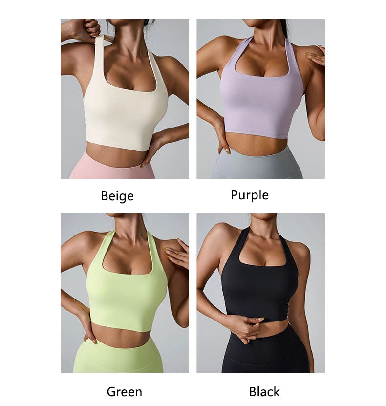 Ctenkevet Hang Oneself Sports Tank Tops Women Gym Backless Bra Yoga Vest Female Push Up Crop Top Sport Outfit For Woman