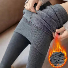 Women Warm Knitted Cotton Leggings – Thick High Waist Ribbed Winter Leggings