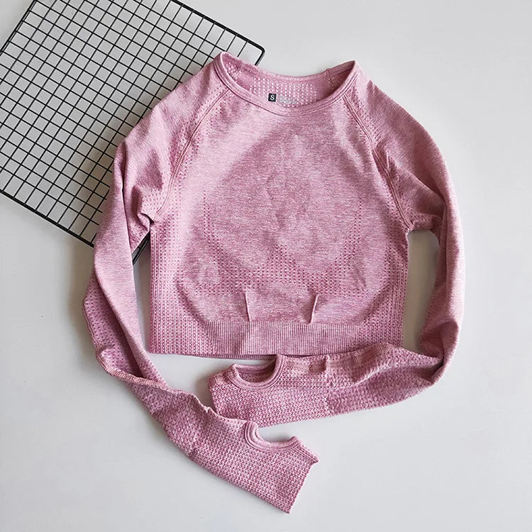 Seamless Yoga Long Sleeves Crop Top For Fitness And Workout