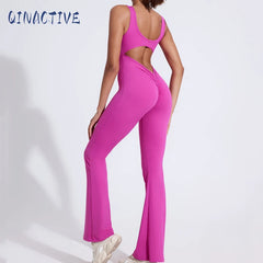 QINACTIV RearV-lift buttocks tight fitting one-piece nude yoga suit winter women's outdoor running sports one-piece fitness suit