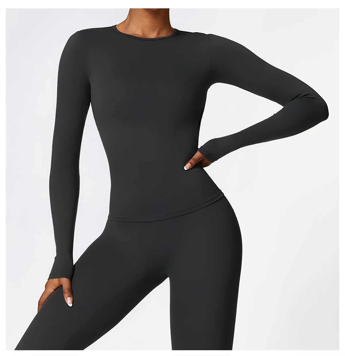 women’s long sleeve dry-fit yoga top.