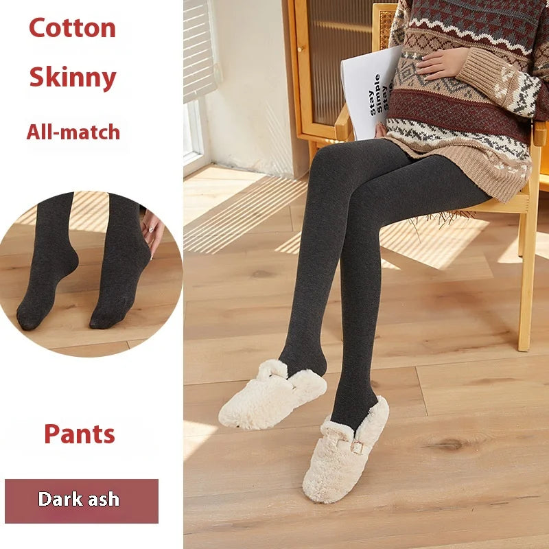 Maternity Vertical Stripe Cotton Pantyhose - Autumn & Winter Warm Padded Tights