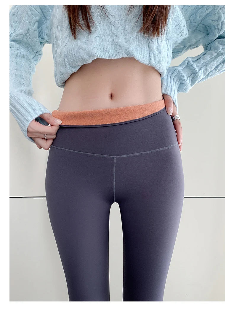 BIVIGAOS Autumn New Thin Rabbit Fleece Shark Leggings Women High Waist Elastic Pressure Slim Sport Fitness Winter Warm Leggings