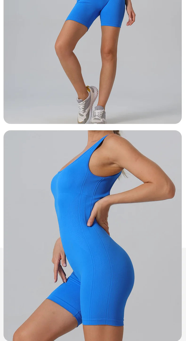 STOUREG Seamless vest one-piece yoga suit,women's high elasticity sports one-piece suit,lift the buttocks and back fitness suit
