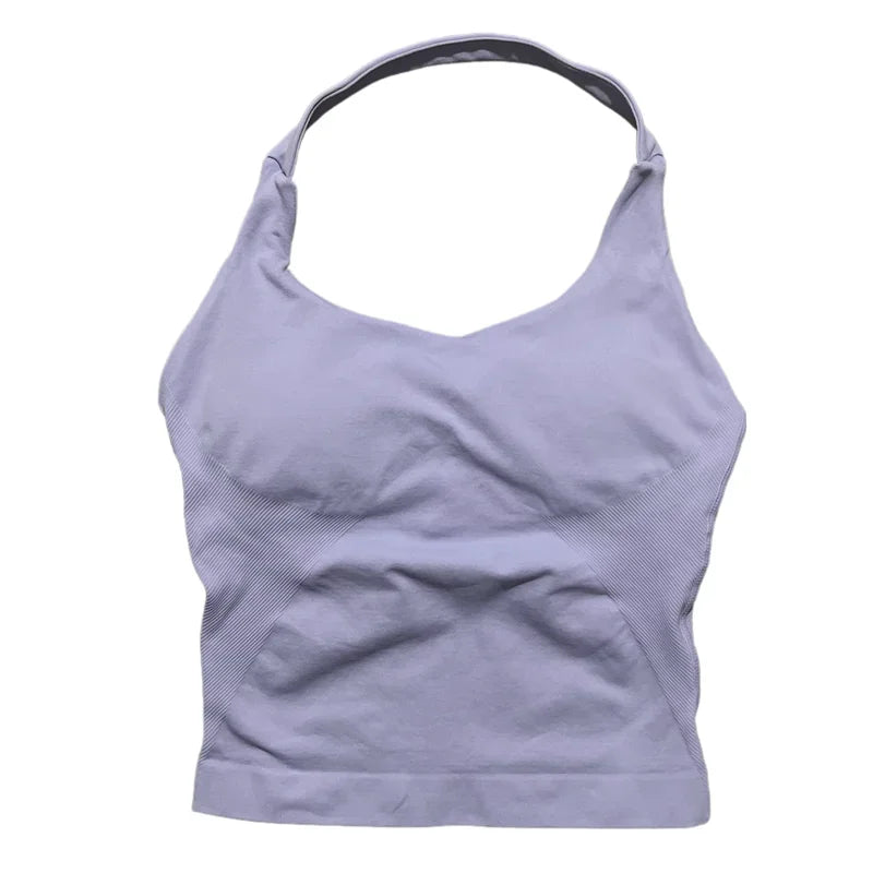 Women's Backless Yoga Tank Top - Push-Up Sports Bra & Gym Workout Vest