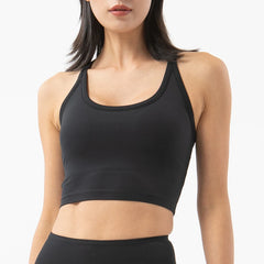 SOISOU Women's Nylon Sports Bra – Double Layer, Removable Pads, Gym & Yoga Top