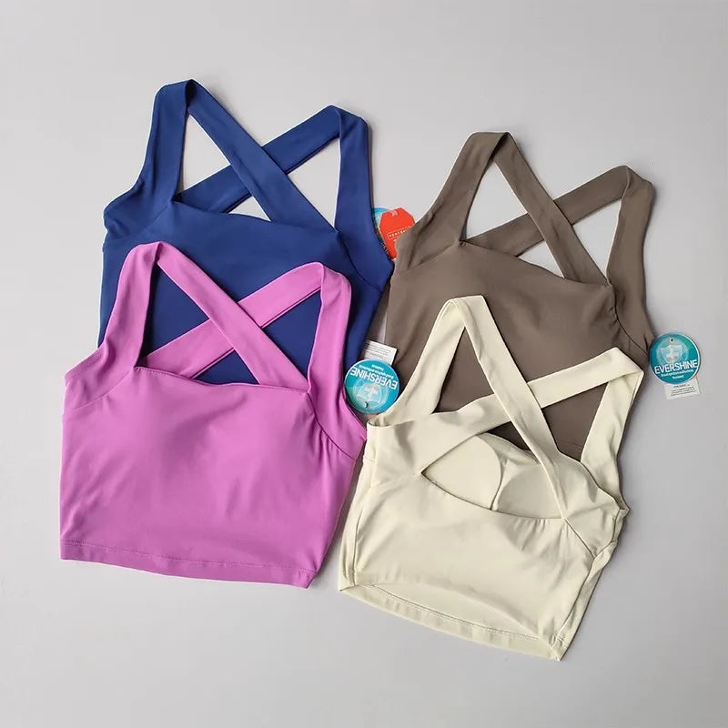 Women Cross Strap Sports Bra Top High impact Push Up Running Bras Sport Bra Yoga Gym Crop Top Brassiere Fitness Top Sport Bra