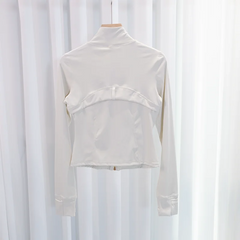 Women's Yoga Short Sports Jacket with Gold Zipper - Slim Fit Gym Workout Jacket