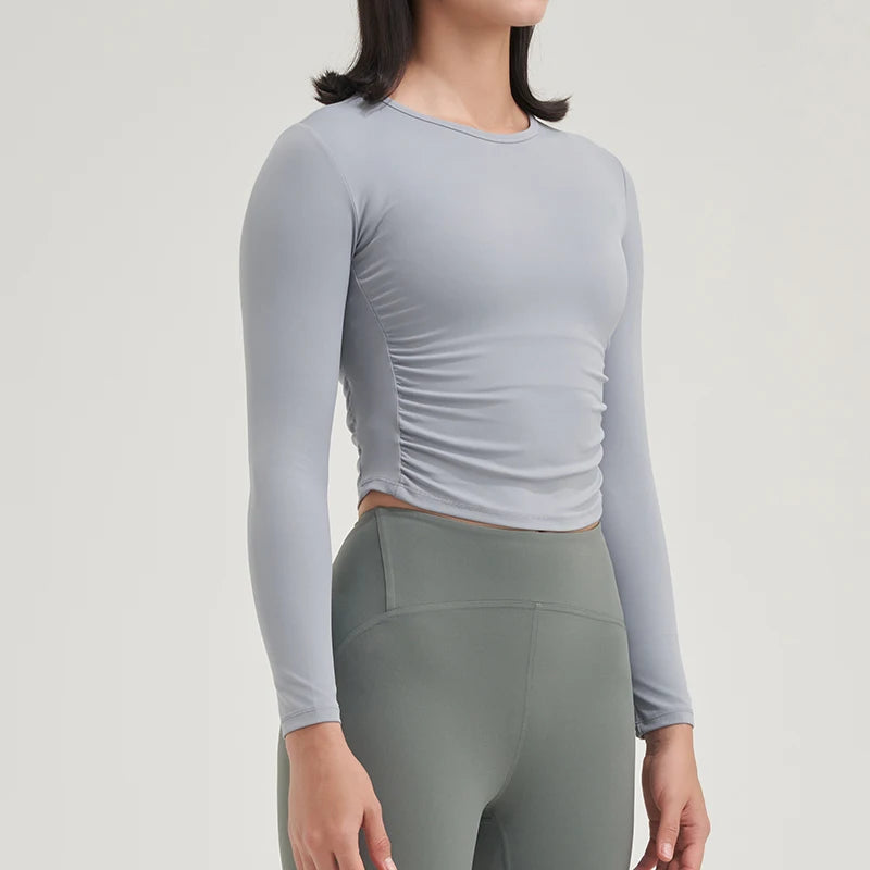SOISOU Nylon Women Tops Gym Yoga Shirts Sportswear Tight Elastic Breathable Comfortable Sports Top Yoga Wear Womens Clothing