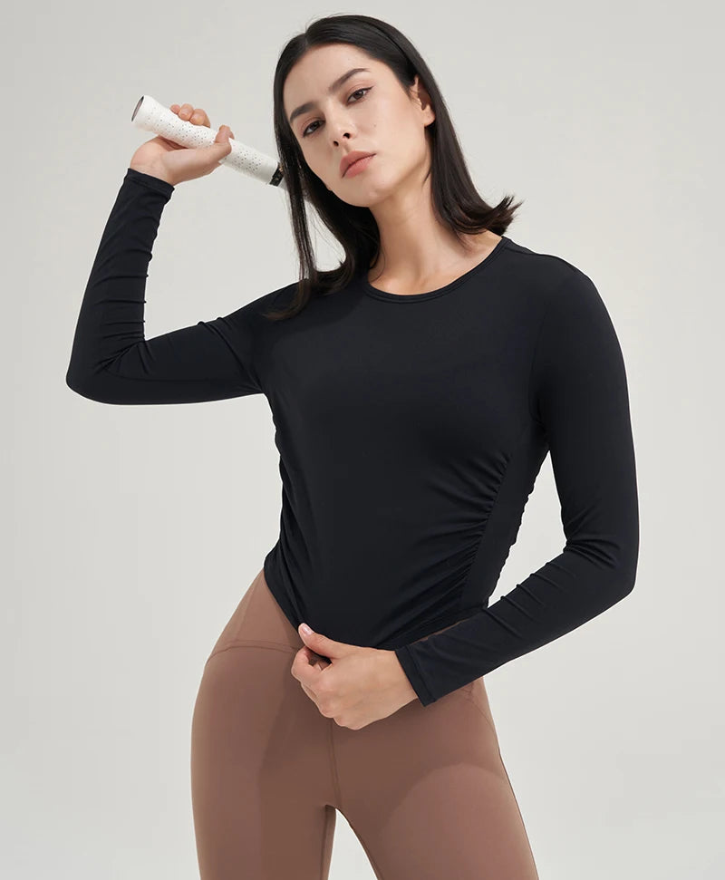 SOISOU Nylon Women Tops Gym Yoga Shirts Sportswear Tight Elastic Breathable Comfortable Sports Top Yoga Wear Womens Clothing