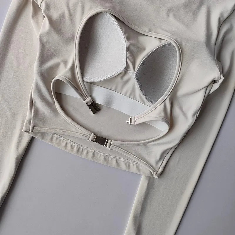 High-End Befit backless long-sleeve yoga top, quick-dry padded gym shirt for women.