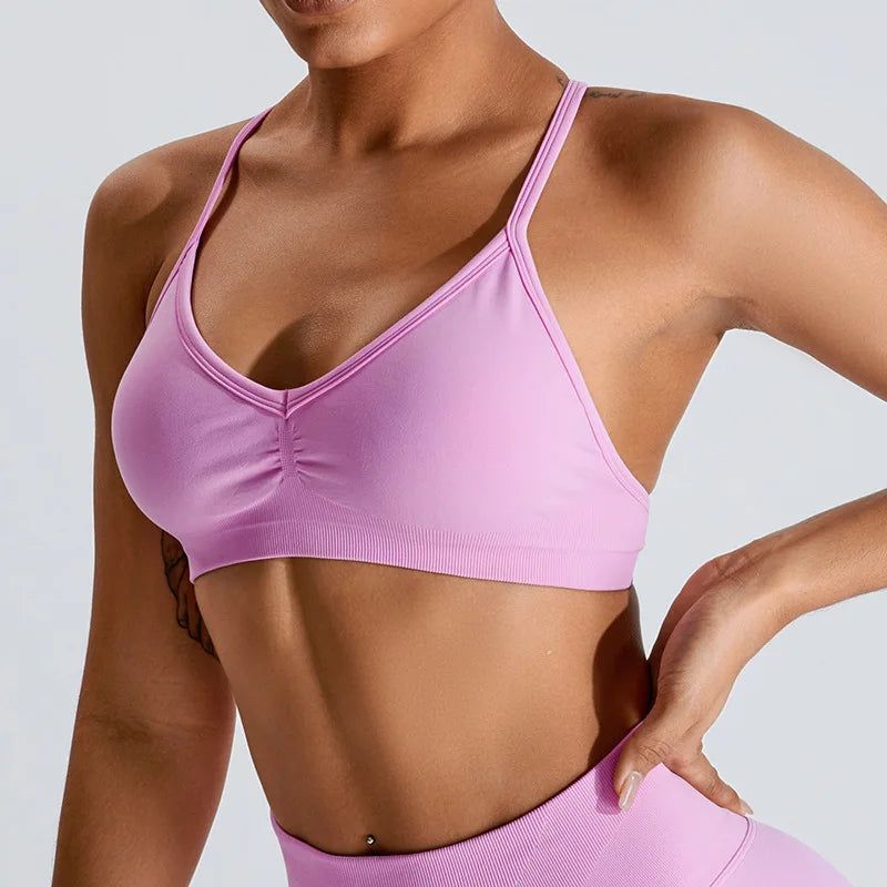 NCLAGEN Seamless Push-Up Sports Bra – High Support, Adjustable Straps, Yoga Top