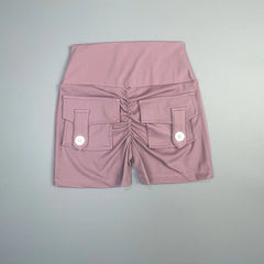 Women's Peach Butt Fitness Shorts - High-Waist Cargo Three-Quarter Yoga Tight