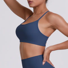 Shockproof Women's Fitness Crop Top - Breathable Nylon Yoga Bra
