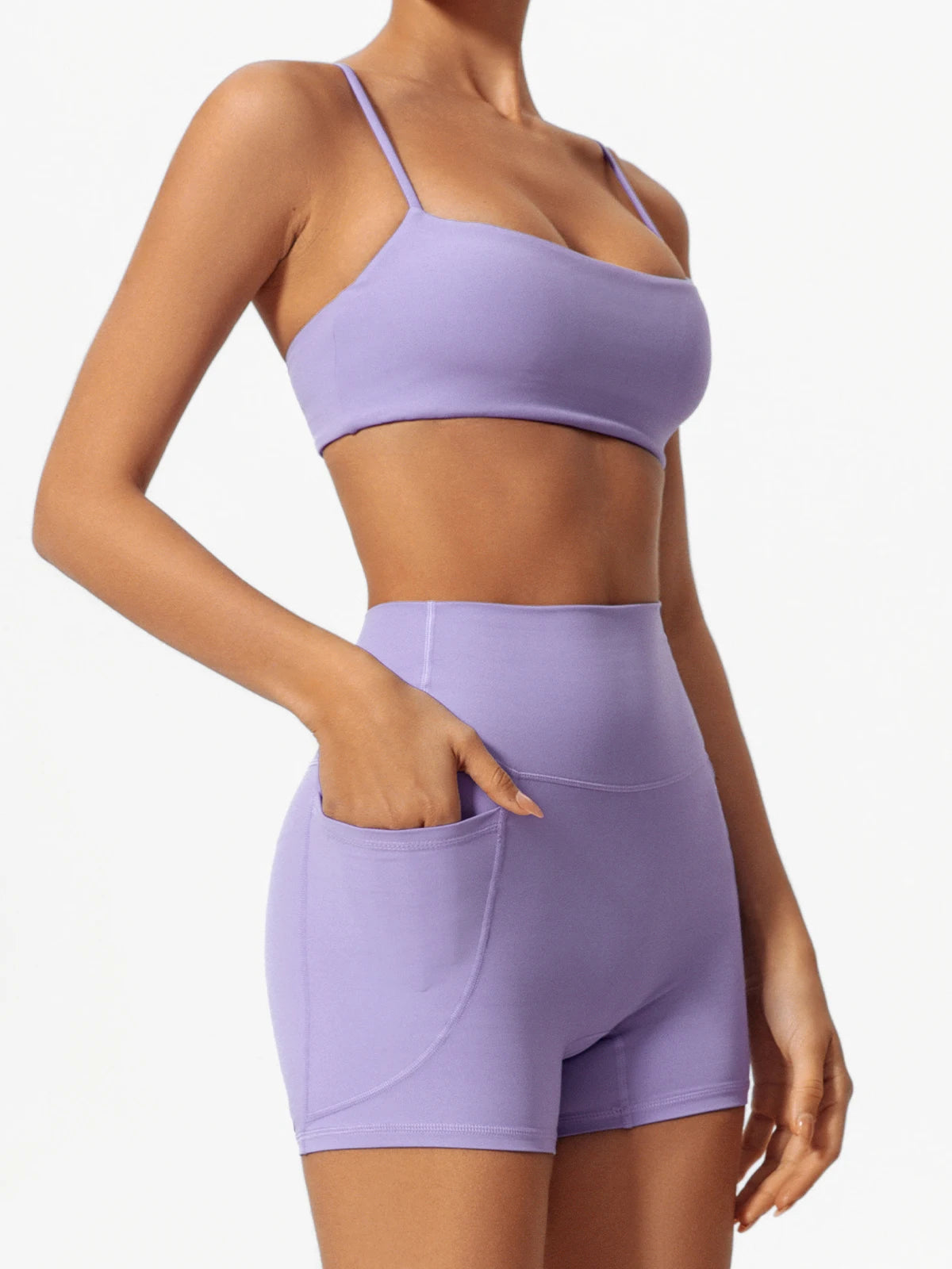 Ctenkevet Women's Pocket Athletic Shorts Running Tight Pants Gym Workout Yoga Trunks Female High Waist Buttock Lift Legging
