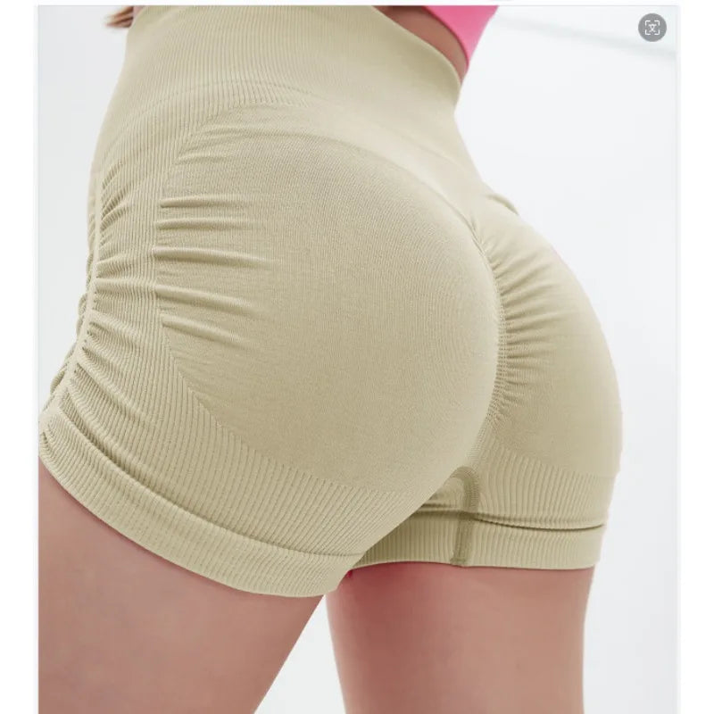 STOUREG Drawstring Women's Yoga Shorts,High Stretch Hip Lifting Sports Shorts,Seamless Fitness Leggings,Fitness Running Shorts