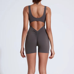 QINACTIVE sports jumpsuit quick drying integrated V-shaped back running fitness suit tight fitting beautiful back yoga suit