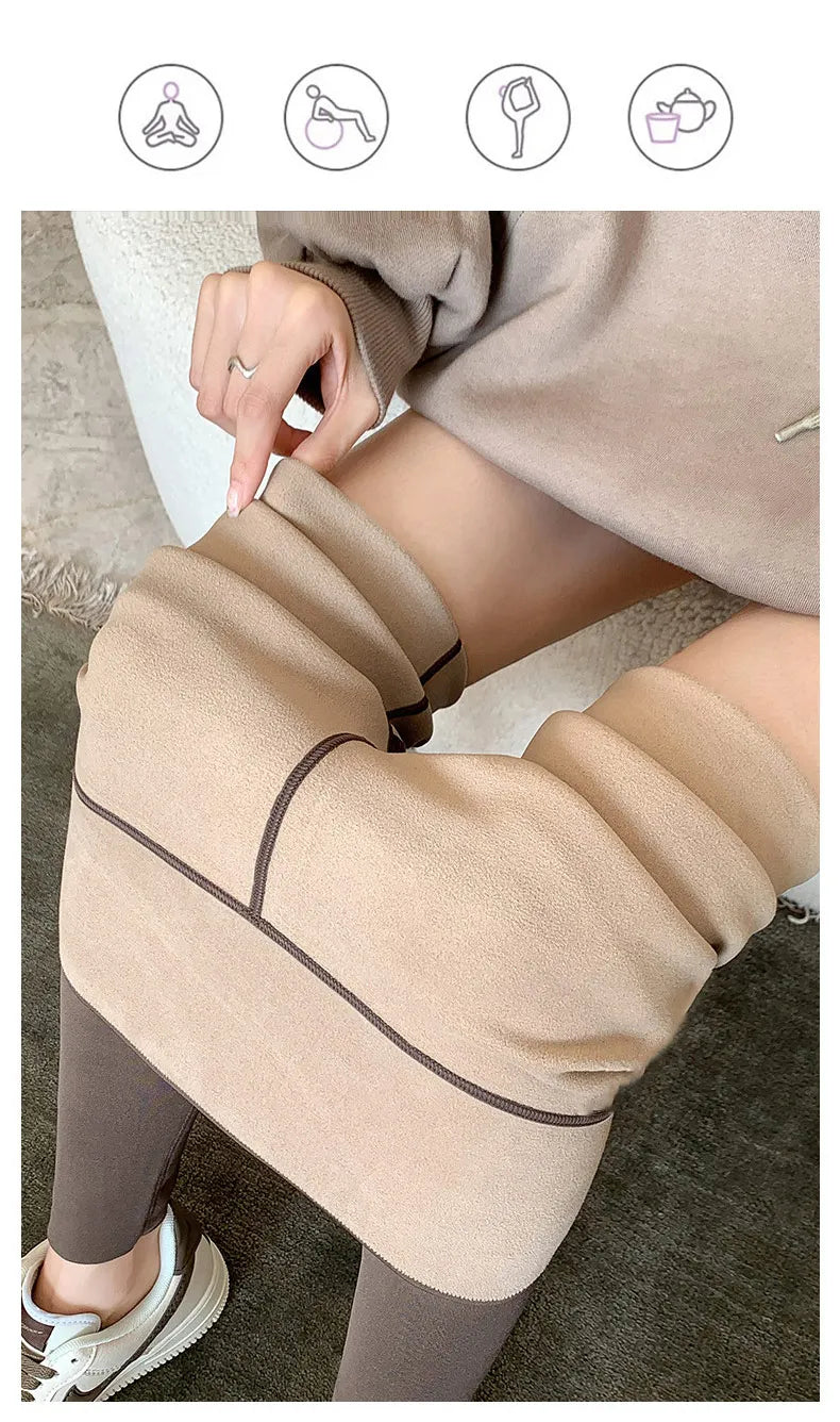 BIVIGAOS Autumn New Thin Rabbit Fleece Shark Leggings Women High Waist Elastic Pressure Slim Sport Fitness Winter Warm Leggings