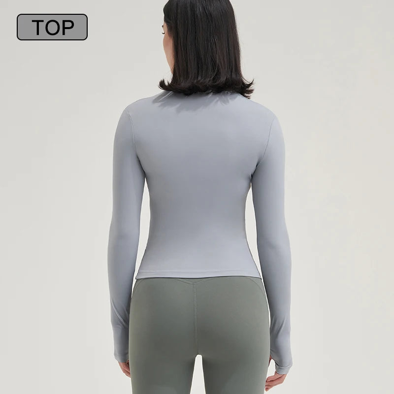 SOISOU Nylon Gym Top Yoga Shirt Fitness Sport Women Clothing Elastic Breathable Pilates Long Sleeve Tops 5 Colors 4 Size