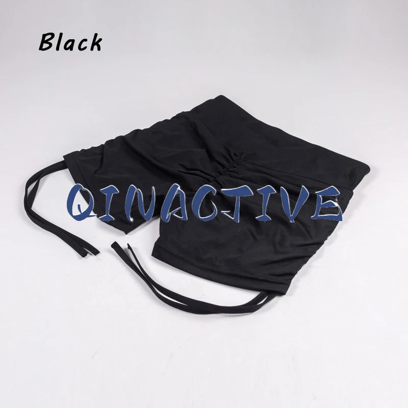 QINACTIVE Shorts Women High V Waist Drawstring Sports Shorts Cycling Biker Breathable Butt Crack Push Up Short Leggging Tights