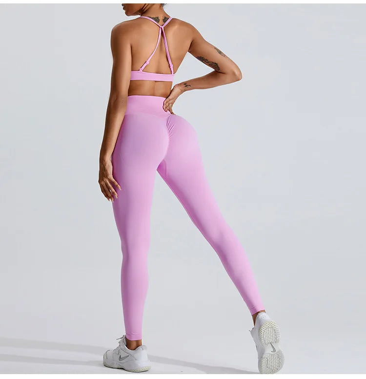 NCLAGEN Women's Seamless Yoga Leggings High V-Waist Tummy Control Scrunch Butt Lifting GYM Workout Pants Outdoor Sports Fitness