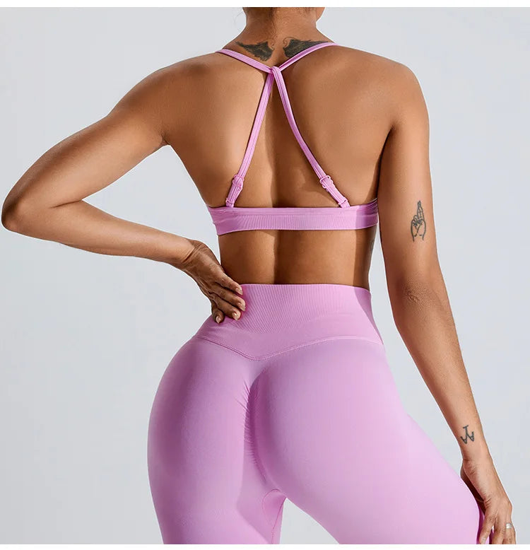 NCLAGEN Seamless Push-Up Sports Bra – High Support, Adjustable Straps, Yoga Top