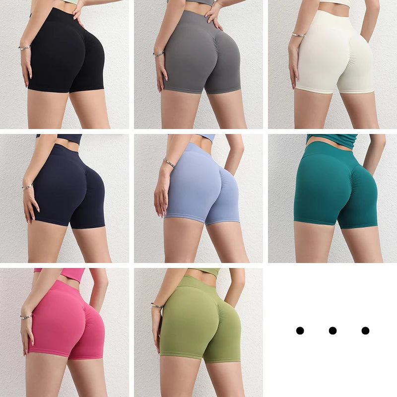 SOISOU Nylon Gym Women's Shorts Yoga Fitness Cycling Shorts Women High Waist Elastic Tight-fitting Breathable No T Lines Shorts