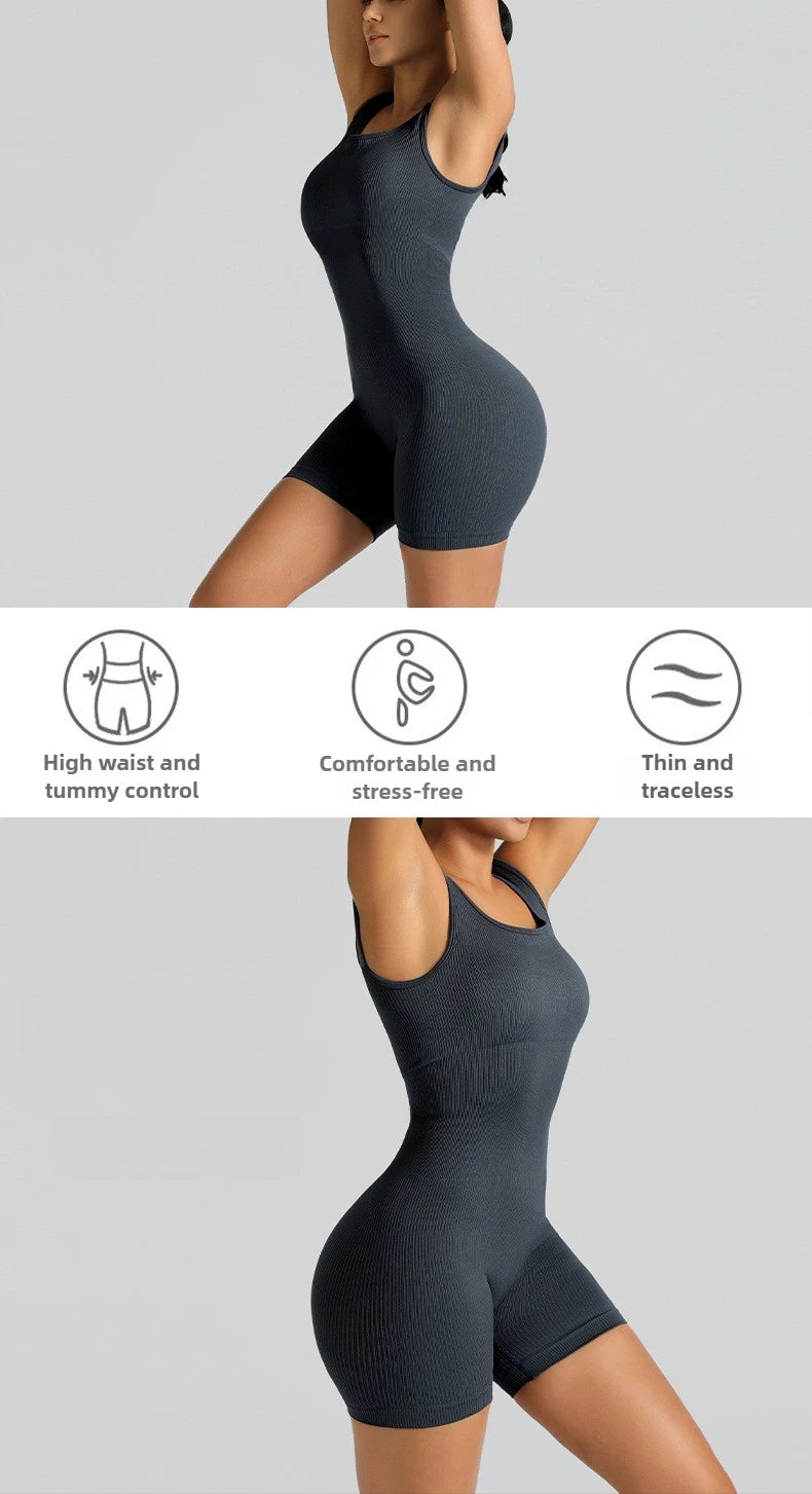 STOUREG Seamless threaded tight one-piece yoga wear,women's high elasticity sports one-piece,hip lifting shorts fitness clothing