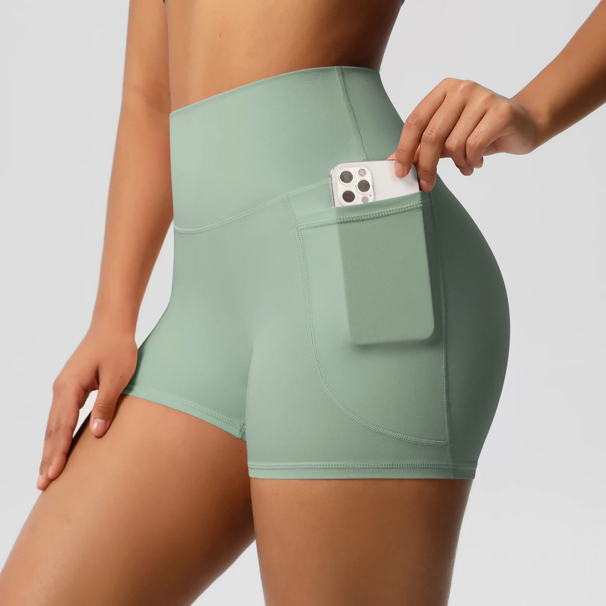Women's High-Waist Pocketed Yoga Legging Shorts - Squat-Proof Gym & Cycling Shorts