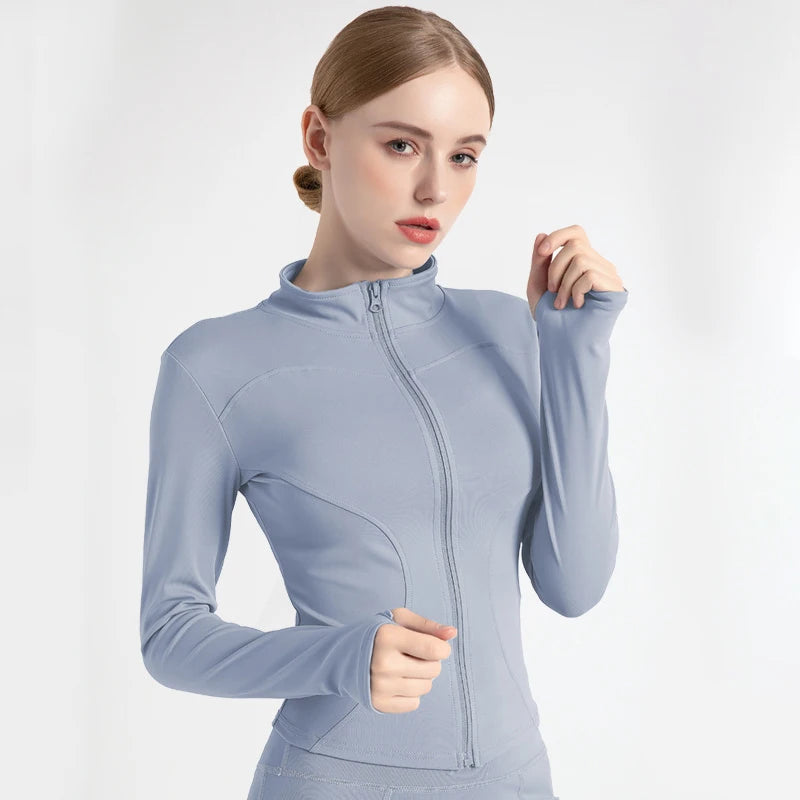 SOISOU Women's Jacket Yoga Sport Gym Coat Athletic Fitness Tight Fit Long Sleeved With Thumb Holes Jacket Womens Clothing