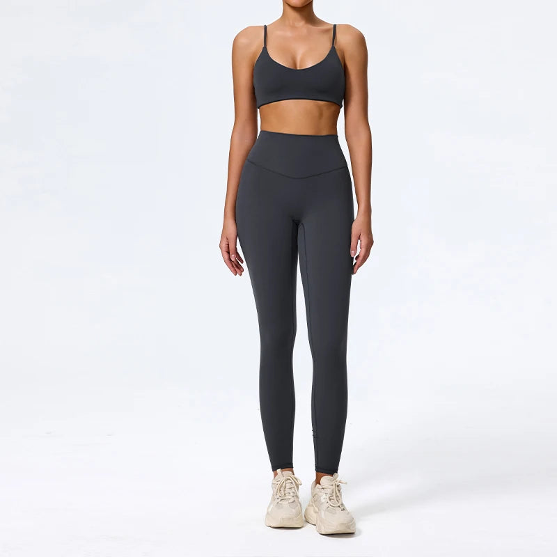 Women's 2-Piece Sleeveless Summer Sports Set - High-Waist Breathable Yoga & Gym Wear
