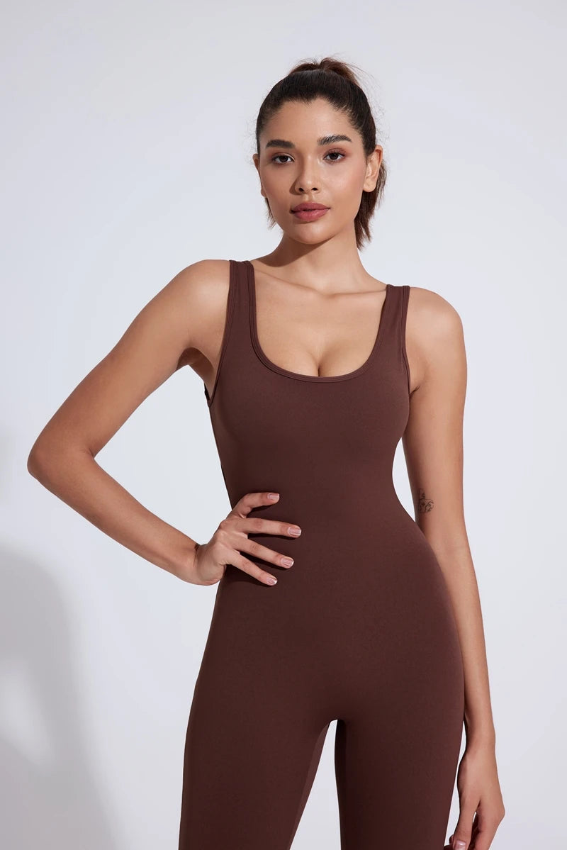 QINACTIV RearV-lift buttocks tight fitting one-piece nude yoga suit winter women's outdoor running sports one-piece fitness suit