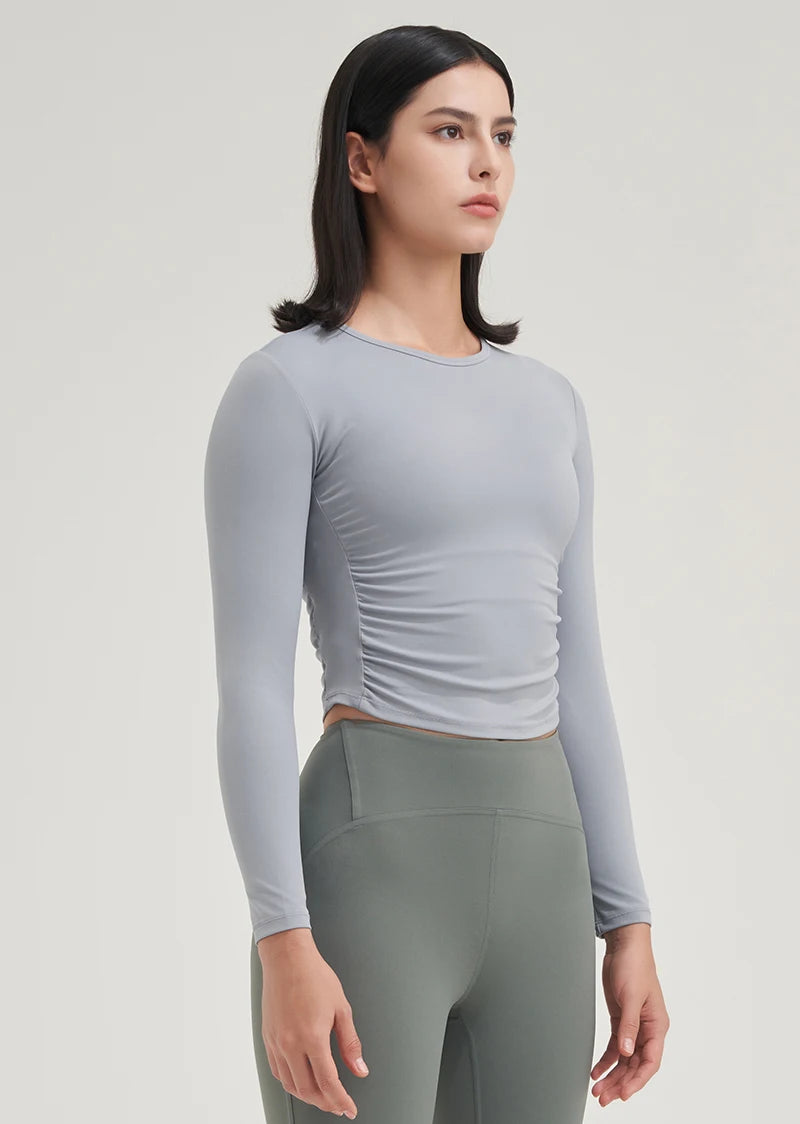 SOISOU Nylon Women Tops Gym Yoga Shirts Sportswear Tight Elastic Breathable Comfortable Sports Top Yoga Wear Womens Clothing
