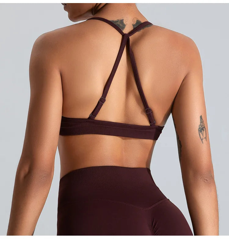 NCLAGEN Seamless Push-Up Sports Bra – High Support, Adjustable Straps, Yoga Top