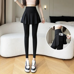 Women's Fake Two-Piece Seamless Leggings - High-Waist Hip-Lifting Yoga Pants