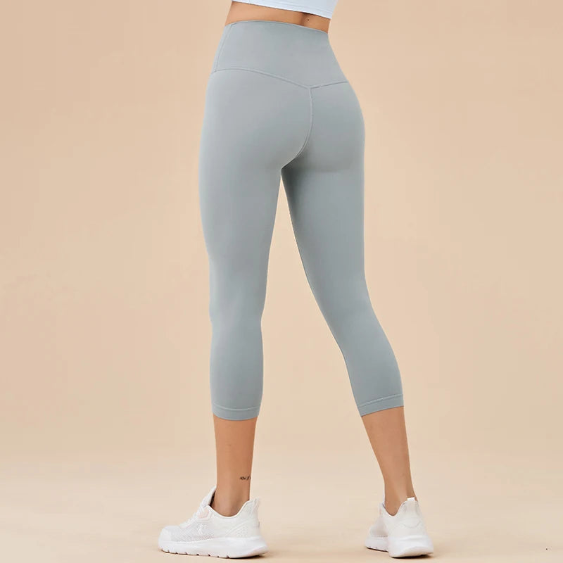 SOISOU Nylon Yoga Capri Pants Leggings Women's Pants Gym Sexy High Waist Tight Breathable Elastic Girl Sports Pants 13 Colors