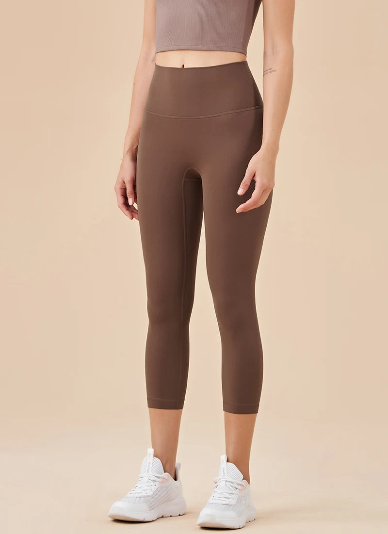 SOISOU Nylon Yoga Capri Pants Leggings Women's Pants Gym Sexy High Waist Tight Breathable Elastic Girl Sports Pants 13 Colors