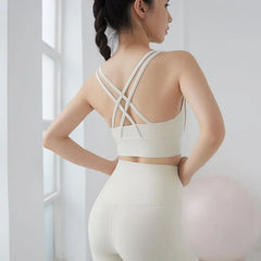 Women's Push-Up Cross-Back Sports Bra - Shock-Absorbing Gym & Running Crop Top