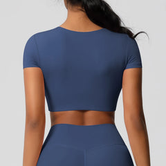 Women's Padded Running Sports T-Shirt - Short Sleeve Slim Fitness Top