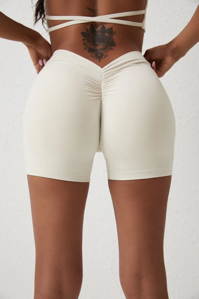 QINACTIVE V-Back Shorts Womens Clothing Gym Short Shorts Cycling Shorts Activewear High Elastic Tights Fitness Leggings