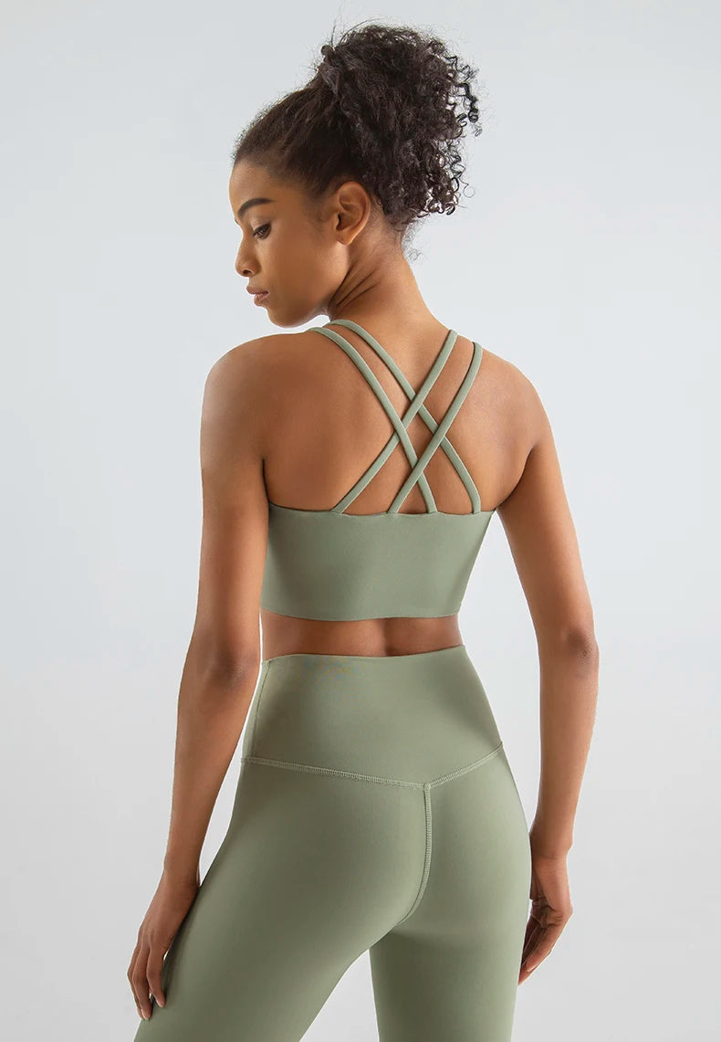 SOISOU New Nylon Yoga Set Women's Tracksuit Fitness Gym Two Piece Set Women Sports Bra Leggings Women Sportwear Breathable