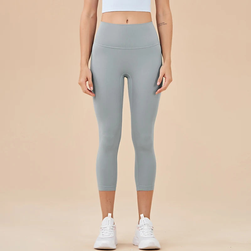 SOISOU Nylon Yoga Capri Pants Leggings Women's Pants Gym Sexy High Waist Tight Breathable Elastic Girl Sports Pants 13 Colors