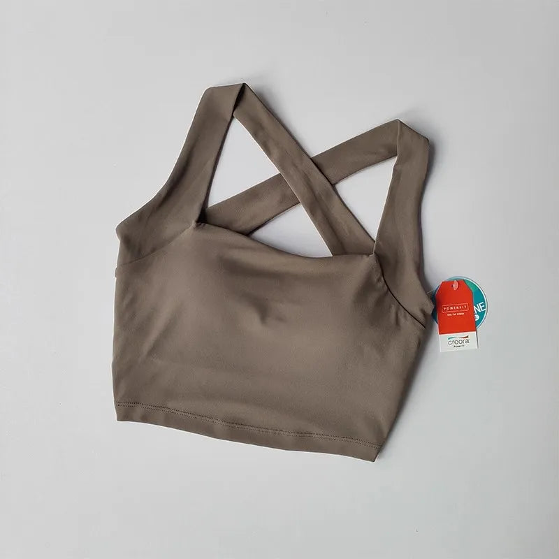 Women Cross Strap Sports Bra Top High impact Push Up Running Bras Sport Bra Yoga Gym Crop Top Brassiere Fitness Top Sport Bra