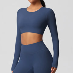 Women's Padded Long Sleeve Yoga Shirt - Dry Fit Breathable Sports Top