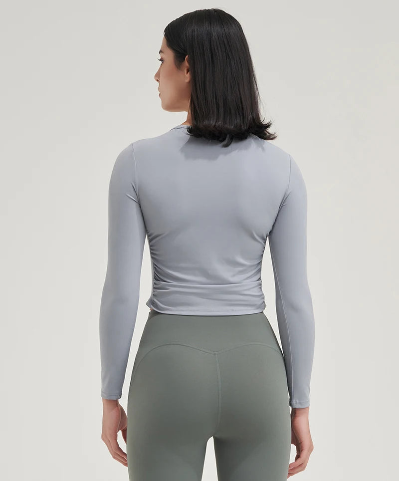 SOISOU Nylon Women Tops Gym Yoga Shirts Sportswear Tight Elastic Breathable Comfortable Sports Top Yoga Wear Womens Clothing